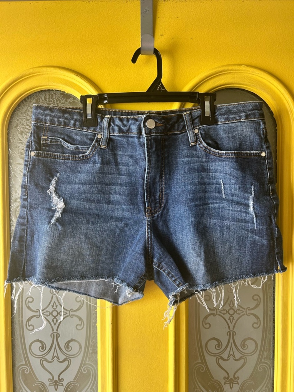 Just Black Dark Blue Distressed Denim Cutoff Shorts